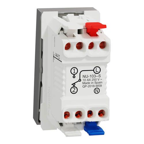 Перемикач освітлення одноклавішний Schneider Electric з нейтраллю (1 модуль) 10А Unica New алюміній