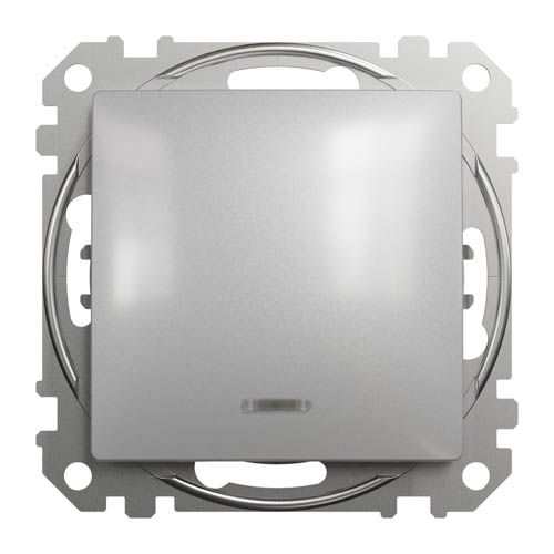 Перемикач освітлення проміжний одноклавішний Schneider Electric з підсвіткою Sedna Design алюміній