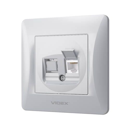 Розетка CAT6 одинарна комп'ютерна VIDEX BINERA cрібний шовк