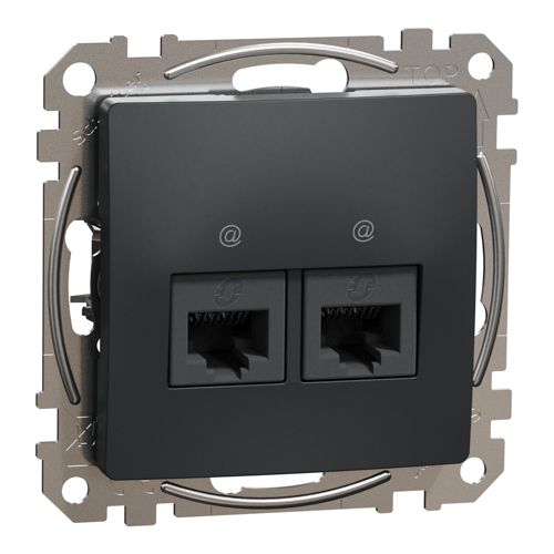 Розетка комп'ютерна подвійна RJ45 кат.5e UTP Schneider Electric чорна Sedna Design