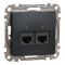 Розетка комп'ютерна подвійна RJ45 кат.5e UTP Schneider Electric чорна Sedna Design