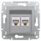 Розетка комп'ютерна (RJ45) кат.5e UTP подвійна Schneider Electric алюміній Asfora