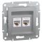 Розетка комп'ютерна (RJ45) кат.5e UTP подвійна Schneider Electric алюміній Asfora