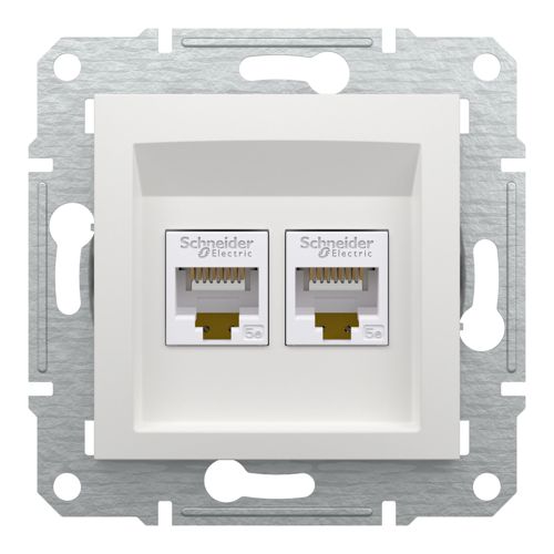 Розетка комп'ютерна (RJ45) кат.5e UTP подвійна Schneider Electric біла Asfora (без рамки)