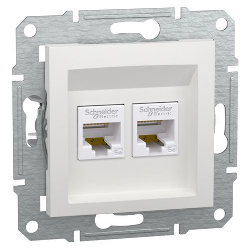 Розетка комп'ютерна (RJ45) кат.5e UTP подвійна Schneider Electric біла Asfora (без рамки)