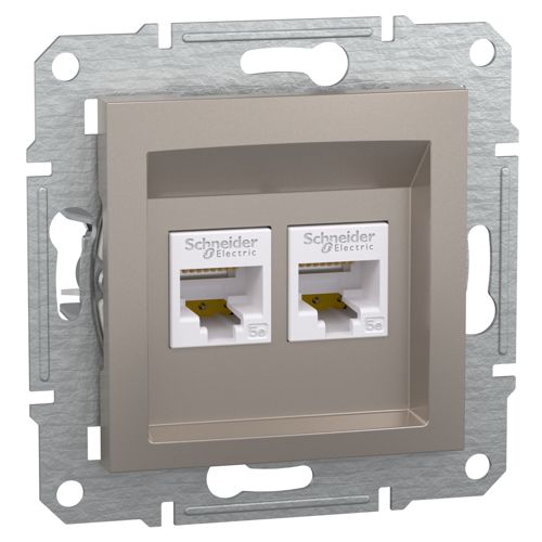 Розетка комп'ютерна (RJ45) кат.5e UTP подвійна Schneider Electric бронза Asfora