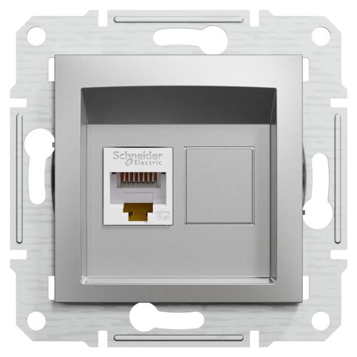 Розетка комп'ютерна (RJ45) кат.5e UTP Schneider Electric алюміній Asfora