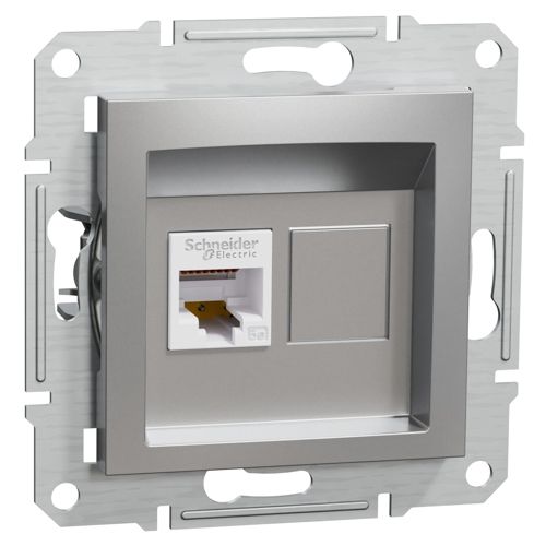 Розетка комп'ютерна (RJ45) кат.5e UTP Schneider Electric алюміній Asfora
