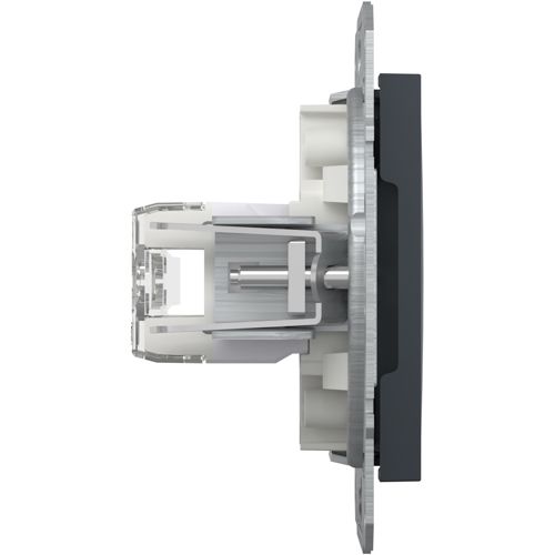 Розетка комп'ютерна (RJ45) кат.6 UTP подвійна Schneider Electric антрацит Asfora