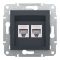 Розетка комп'ютерна (RJ45) кат.6 UTP подвійна Schneider Electric антрацит Asfora