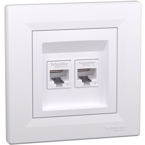 Розетка комп'ютерна (RJ45) кат.6 UTP подвійна Schneider Electric біла Asfora