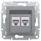 Розетка комп'ютерна (RJ45) кат.6 UTP подвійна Schneider Electric сталь Asfora