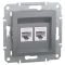 Розетка комп'ютерна (RJ45) кат.6 UTP подвійна Schneider Electric сталь Asfora