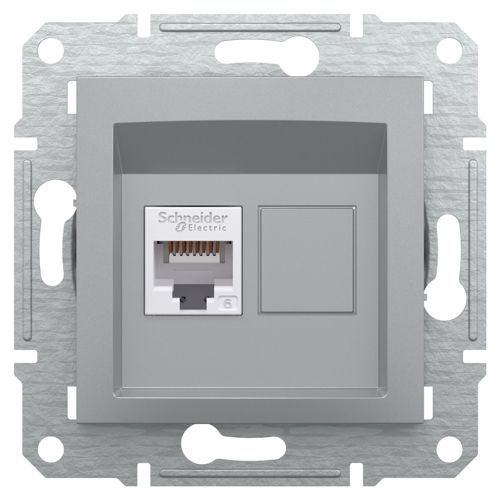 Розетка комп'ютерна (RJ45) кат.6 UTP Schneider Electric алюміній Asfora