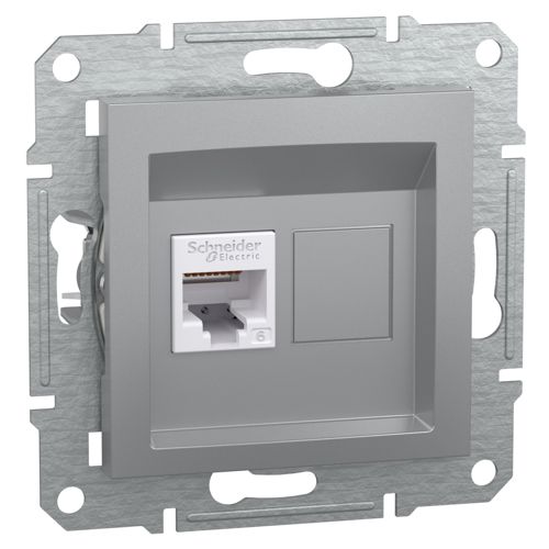 Розетка комп'ютерна (RJ45) кат.6 UTP Schneider Electric алюміній Asfora