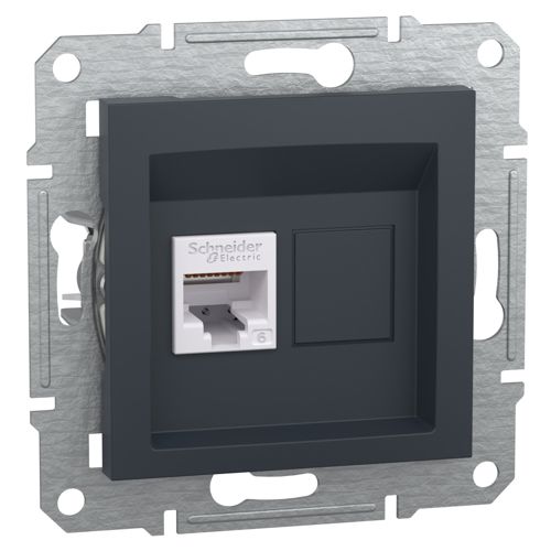 Розетка комп'ютерна (RJ45) кат.6 UTP Schneider Electric антрацит Asfora