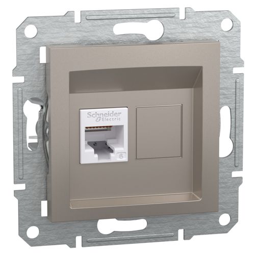 Розетка комп'ютерна (RJ45) кат.6 UTP Schneider Electric бронза Asfora