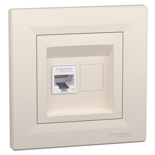 Розетка комп'ютерна (RJ45) кат.6 UTP Schneider Electric кремова Asfora
