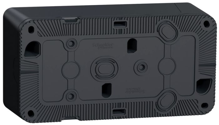 Розетка подвійна з заземленням і шторками IP55 Schneider Electric чорна Mureva Styl