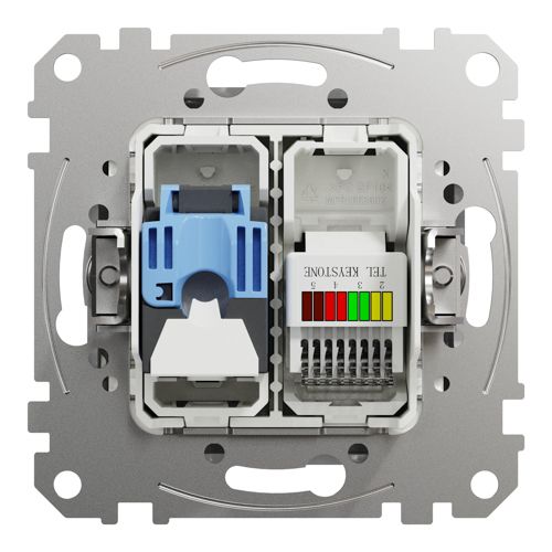 Розетка телефонна RJ11 + комп’ютерна RJ45 кат.6 Schneider Electric алюміній Sedna Design & Elements