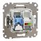 Розетка телефонна RJ11 + комп’ютерна RJ45 кат.6 Schneider Electric бежева Sedna Design & Elements