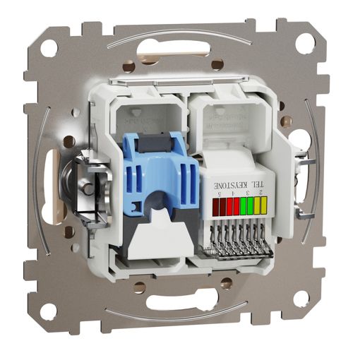 Розетка телефонна RJ11 + комп’ютерна RJ45 кат.6 Schneider Electric бежева Sedna Design & Elements