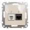 Розетка телефонна RJ11 + комп’ютерна RJ45 кат.6 Schneider Electric бежева Sedna Design & Elements