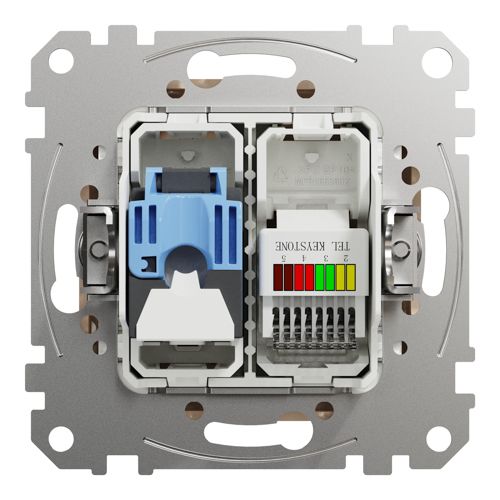Розетка телефонна RJ11 + комп’ютерна RJ45 кат.6 Schneider Electric бежева Sedna Design & Elements