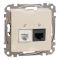 Розетка телефонна RJ11 + комп’ютерна RJ45 кат.6 Schneider Electric бежева Sedna Design & Elements