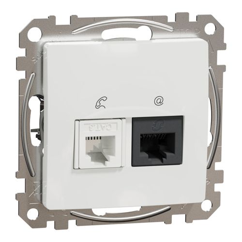 Розетка телефонна RJ11 + комп’ютерна RJ45 кат.6 Schneider Electric біла Sedna Design & Elements
