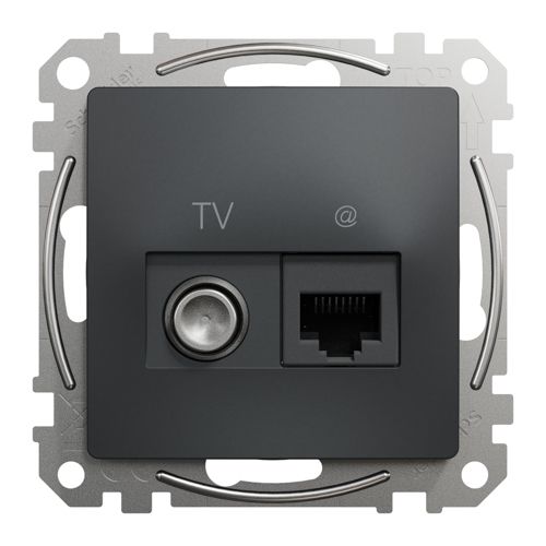 Розетка TV + RJ45 кат.6 UTP Schneider Electric чорна Sedna Design