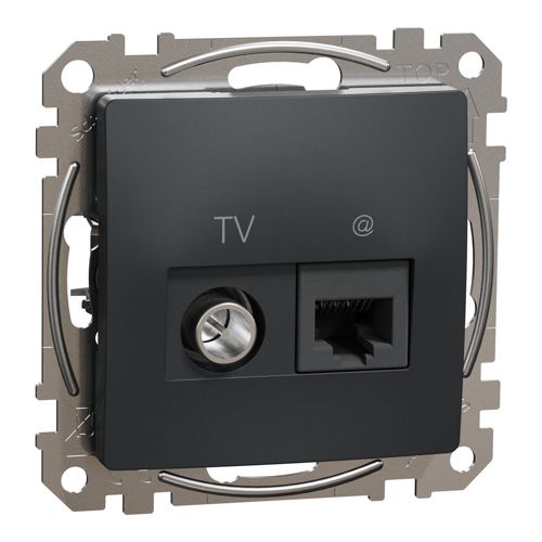 Розетка TV + RJ45 кат.6 UTP Schneider Electric чорна Sedna Design