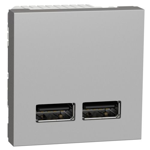 Розетка USB подвійна 2.1A тип A+A Schneider Electric алюміній Unica New
