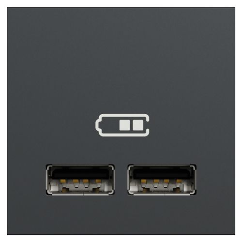Розетка USB подвійна 2.1A тип A+A Schneider Electric антрацит Unica New