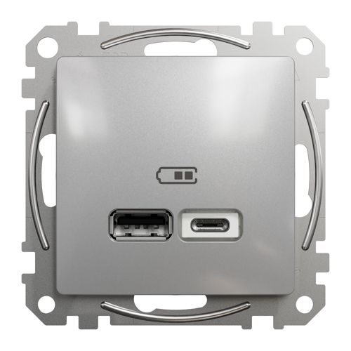 Розетка USB подвійна A+C 2.4A Schneider Electric алюміній Sedna Design