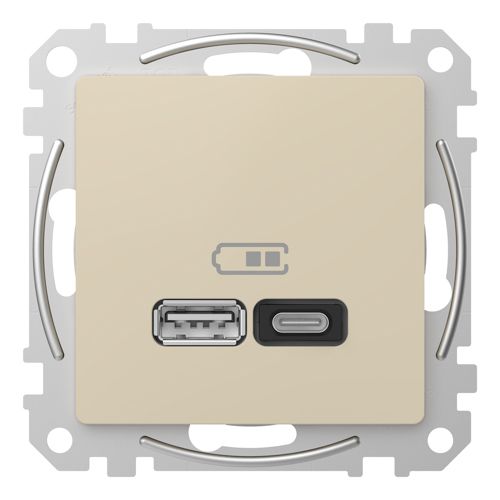 Розетка USB подвійна A+C 3A Schneider Electric бежева Sedna Design