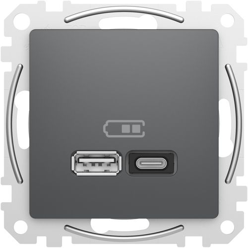 Розетка USB подвійна A+C 3A Schneider Electric чорна Sedna Design