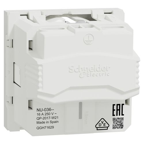 Розетка з заземленням без шторок 16А з гвинтовими затискачами Schneider Electric біла Unica New