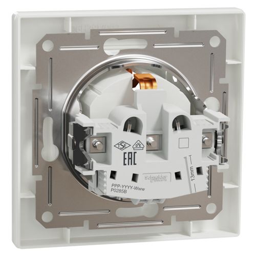 Розетка з заземленням і кришкою Schneider Electric біла Asfora
