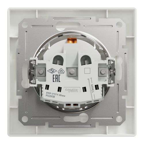 Розетка з заземленням і кришкою Schneider Electric біла Asfora