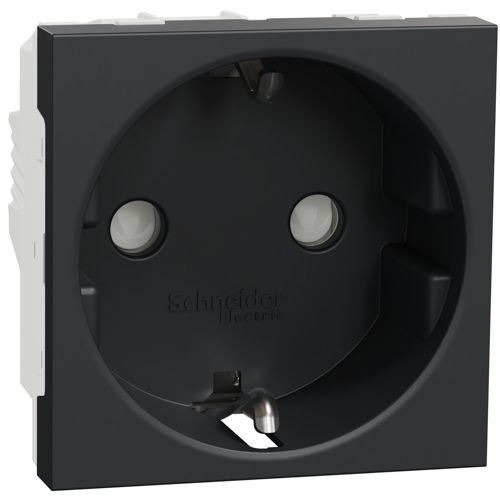 Розетка з заземленням і шторками 16А з гвинтовими затискачами Schneider Electric антрацит Unica New