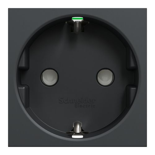 Розетка з заземленням і шторками 16А з швидкозатискними клемами Schneider Electric антрацит Unica New