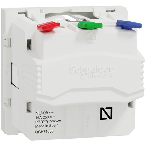 Розетка з заземленням і шторками 16А з швидкозатискними клемами Schneider Electric біла Unica New
