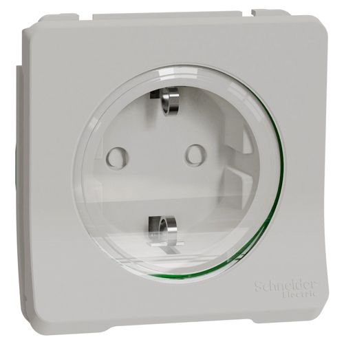 Розетка з заземленням і шторками IP55 Schneider Electric біла Mureva Styl