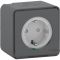 Розетка з заземленням і шторками IP55 Schneider Electric чорна Mureva Styl