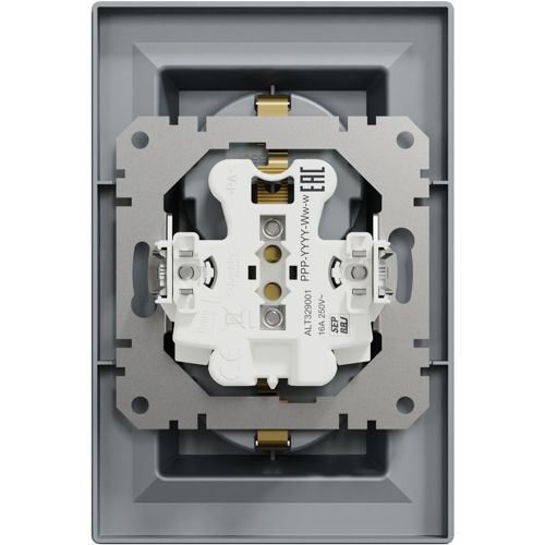 Розетка с заземлением двойная Schneider Electric сталь Asfora