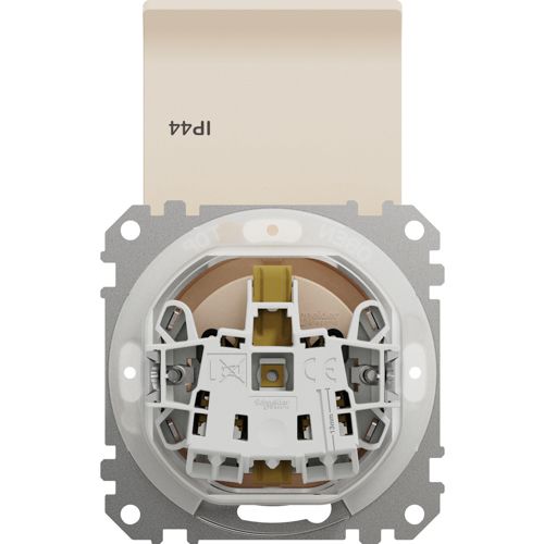 Розетка з заземленням, шторками та кришкою IP44 Schneider Electric бежева Sedna Design