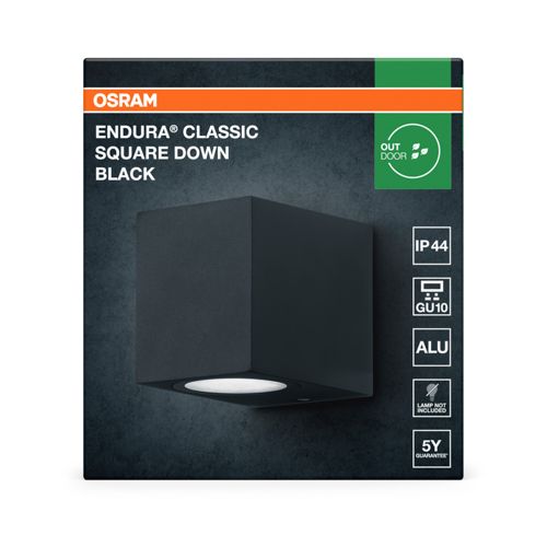 Світильник настінний OSRAM квадратний Down GU10 ІР44 чорний Endura Classic