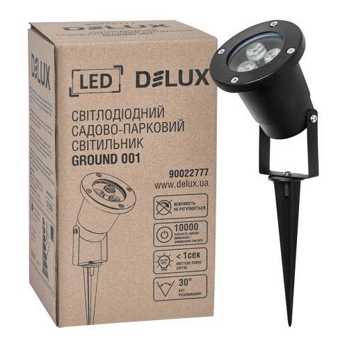 Світильник садовий DELUX GROUND 001 3W 5000К 230V IP64 чорний