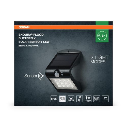 Світильник садовий OSRAM з сонячною панеллю та датчиком руху 1.5W 4000К IP65 Endura Flood Butterfly